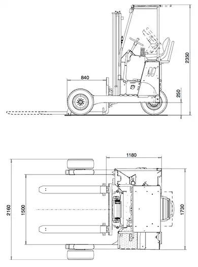 Truck-mounted forklift F3 253 Technical drawing