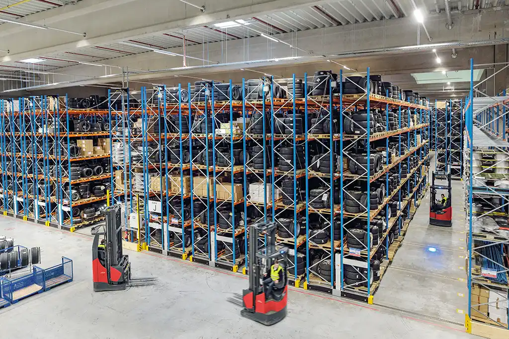 Racking systems with reach trucks