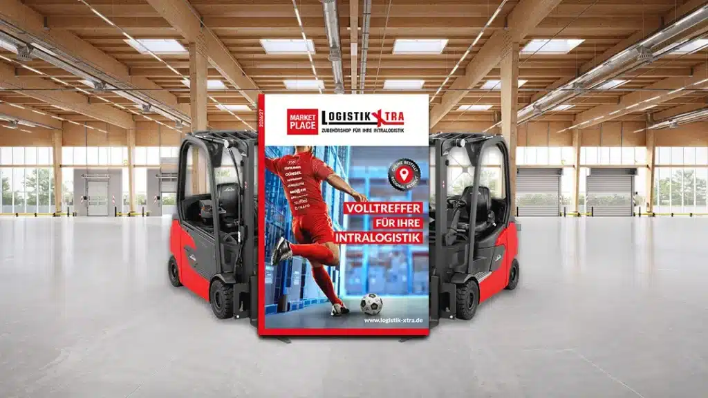 Linde_CGI_Halle_Logistik Xtra Katalog auf Stapler