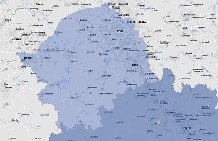 Jungbluth Service NRW - Gebietskarte
